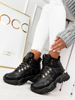 Damskie ocieplane buty sportowe czarne HF218C