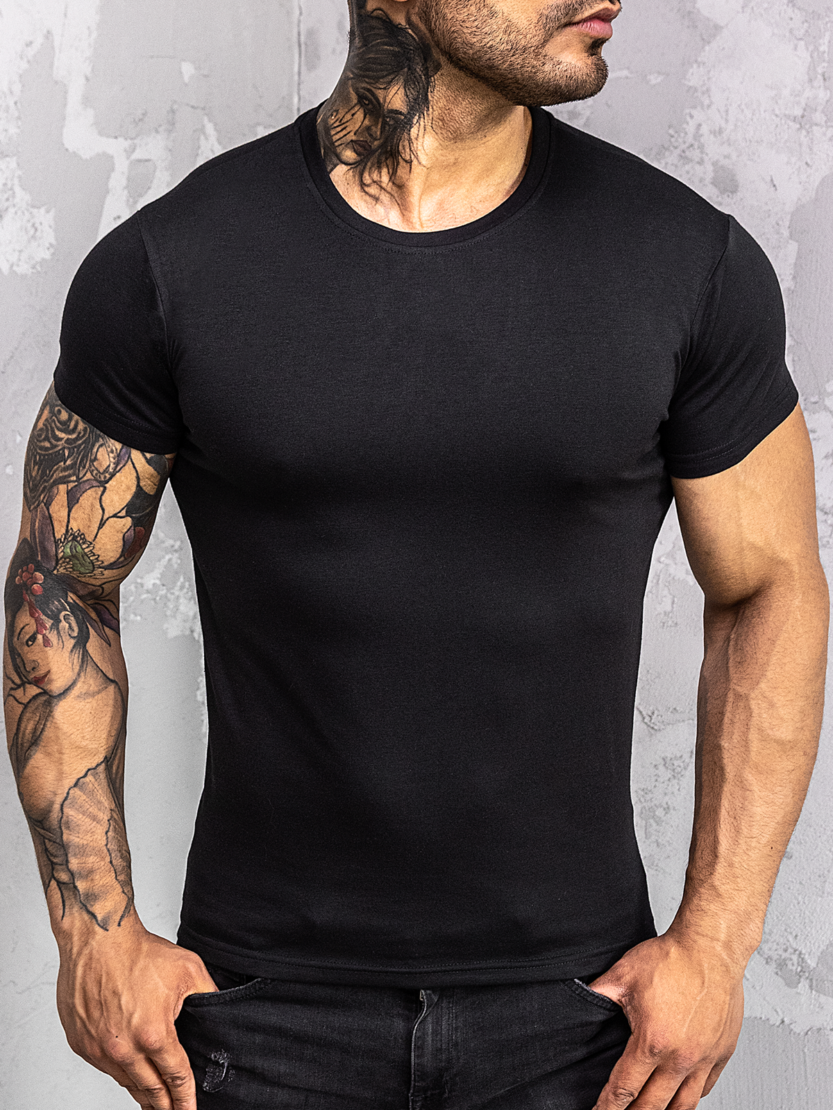 Męski t-shirt czarny 71S2055-03