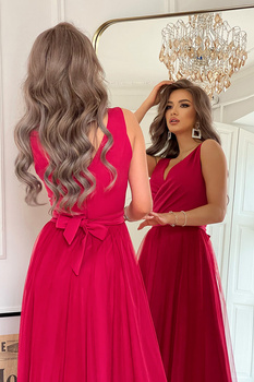 DŁUGA SUKIENKA Z ROZCIĘCIEM NA NODZE MALINOWA