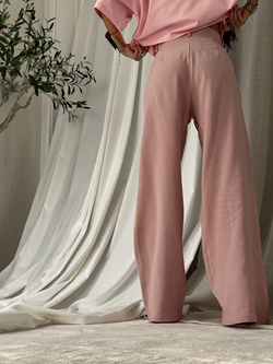 Spodnie SIMPLE wiskoza - brudny róż