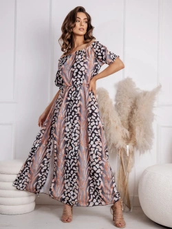 Długa wzorzysta sukienka hiszpanka Alma