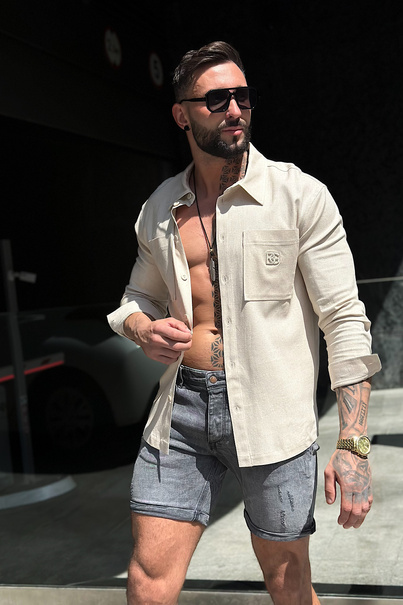 KOSZULA MĘSKA BG VIBE | BEŻ