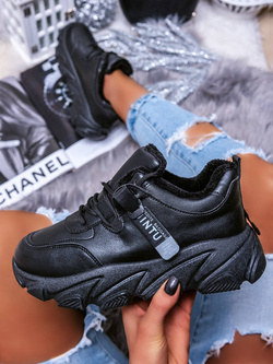 Damskie buty sportowe ocieplane czarne YK108