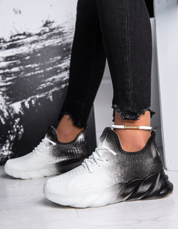 Damskie buty sportowe biało-czarne A2100BC