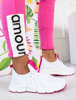 Damskie buty sportowe biały-fuksja YF608-5