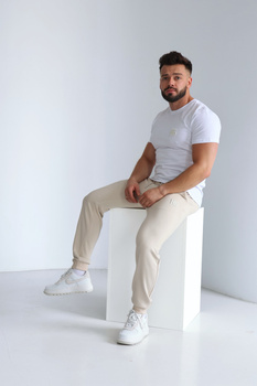 T-Shirt męski BG Bond | biały-jasny beż