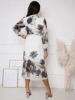 Plisowana sukienka midi z paskiem Melania