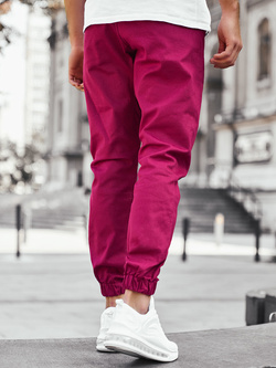 Spodnie męskie joggery bordowe 399BO