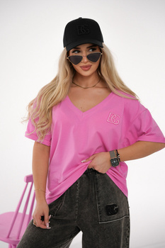 T-SHIRT V-NECK BG SISSY | RÓŻ BARBIE