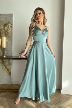 SUKIENKA SATYNOWA Z ROZCIĘCIEM NA NODZE MIĘTOWA