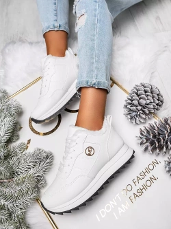 Damskie białe ocieplane buty sportowe TL233-9