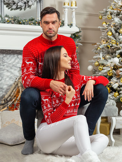 Męski sweter świąteczny czerwony 5839CZ