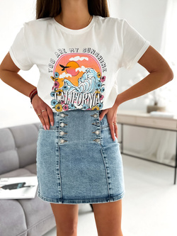 Damski t-shirt biały z nadrukiem TD02B