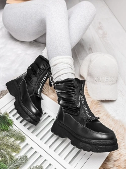 Damskie śniegowce czarne z suwakiem z przodu YSX107