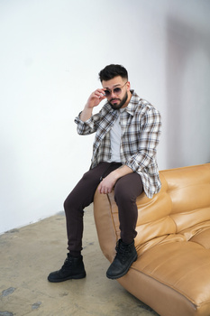 Koszula męska BG Pattern | krem