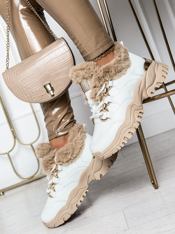 Damskie ocieplane buty sportowe białe HF221-9