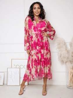 Długa koszulowa sukienka z falbanką Cleo