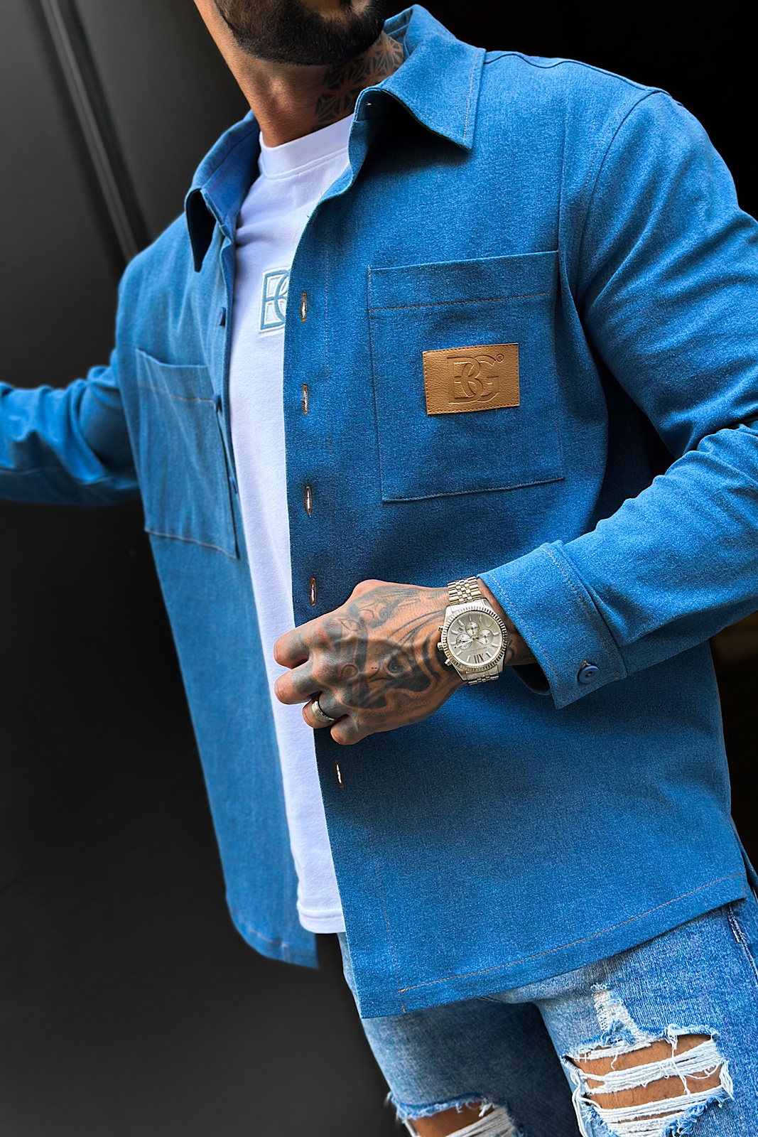 KOSZULA MĘSKA BG DENIMO | NIEBIESKI JEANS