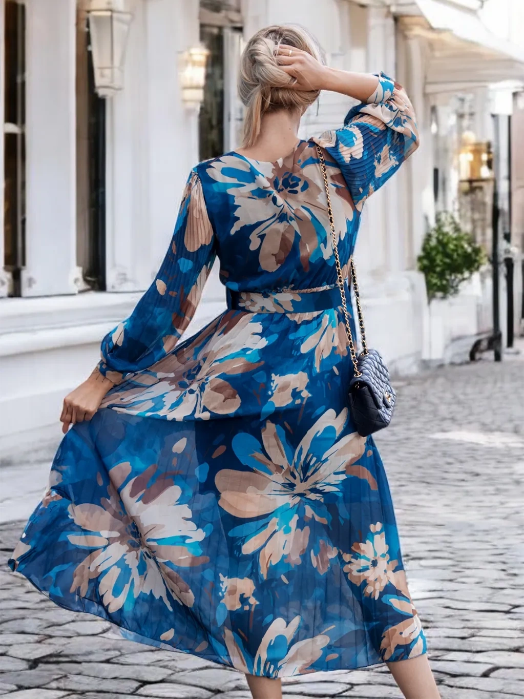 Długa sukienka z paskiem Livorno