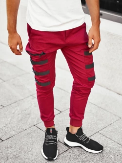 Spodnie męskie joggery bordowe 11132BO