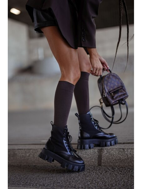 Podkolanówki gładkie 0248.001, Kolor Brązowy, Rozmiar 37-41