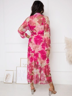 Długa koszulowa sukienka z falbanką Cleo