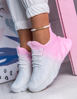 Damskie buty sportowe biało-różowe A2100BR