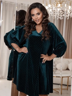 Welurowa trapezowa sukienka do kolan Pola