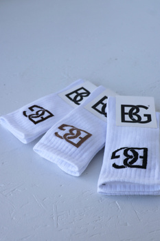 Skarpety BG Login | biały - czekolada