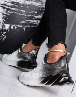 Damskie buty sportowe biało-czarne A2100BC