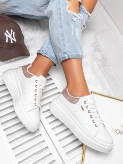 Damskie buty sportowe biało-beżowe TL601-9-39