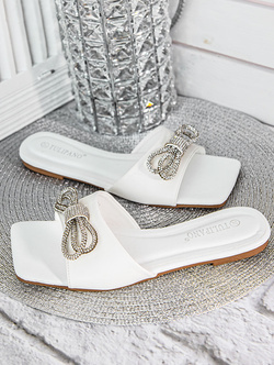 Damskie klapki białe P4487B