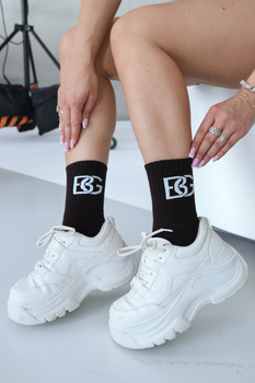 Skarpety BG Login | czekolada - biały