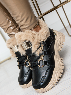 Damskie ocieplane buty sportowe czarne HF221C