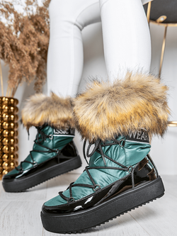 Damskie śniegowce czarno-zielone HY821-7