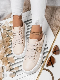 Damskie buty sportowe beżowe na platformie Y121-8