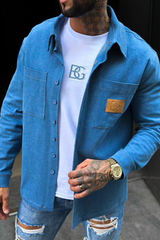 KOSZULA MĘSKA BG DENIMO | NIEBIESKI JEANS