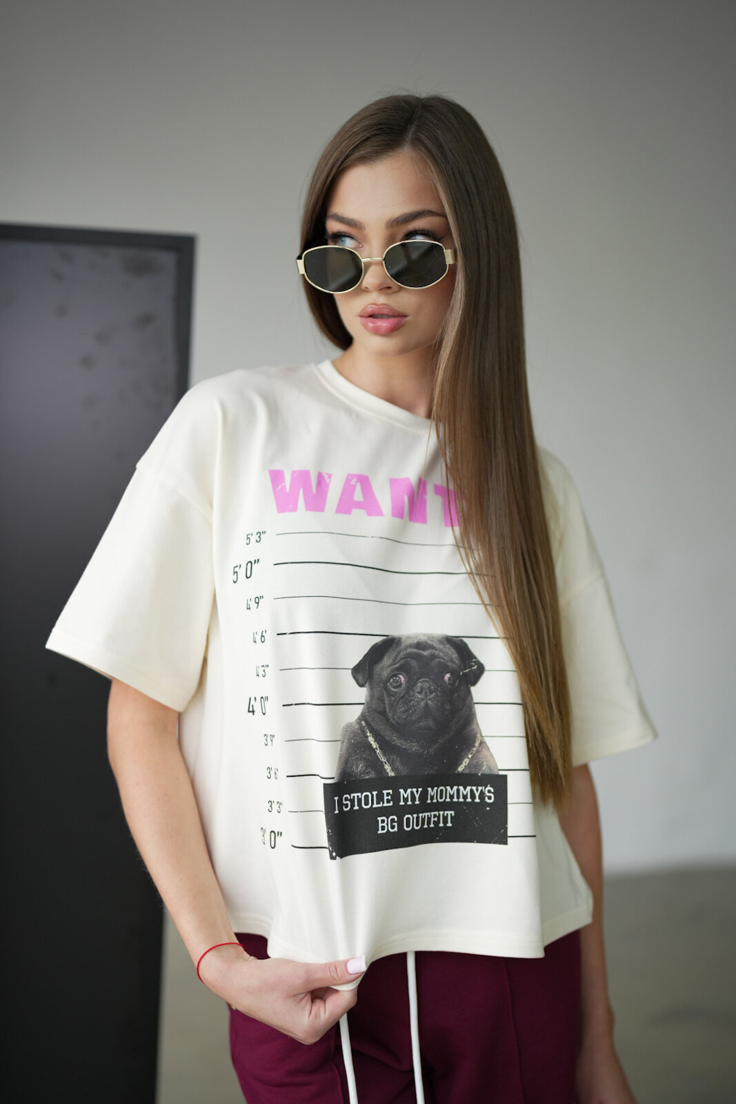 T-SHIRT DAMSKI BG PUG | WANILIOWY
