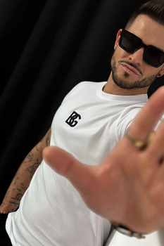 T-SHIRT MĘSKI BG SIGNATURE | BIAŁY - CZARNY