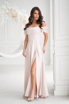 ELEGANCKA SUKNIENKA Z DRAPOWANIEM, ROZCIĘCIEM I BŁYSZCZĄCĄ TKANINĄ