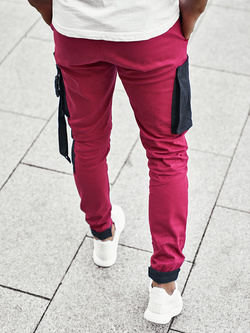 Spodnie męskie joggery bordowe 11145BO