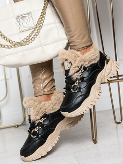 Damskie ocieplane buty sportowe czarne HF221C