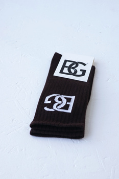 Skarpety BG Login | czekolada - biały