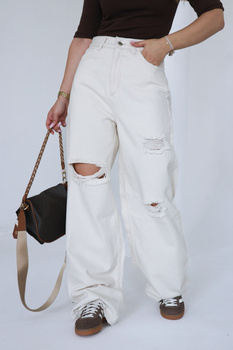 Spodnie damskie BG Ninety's jeans | kremowy