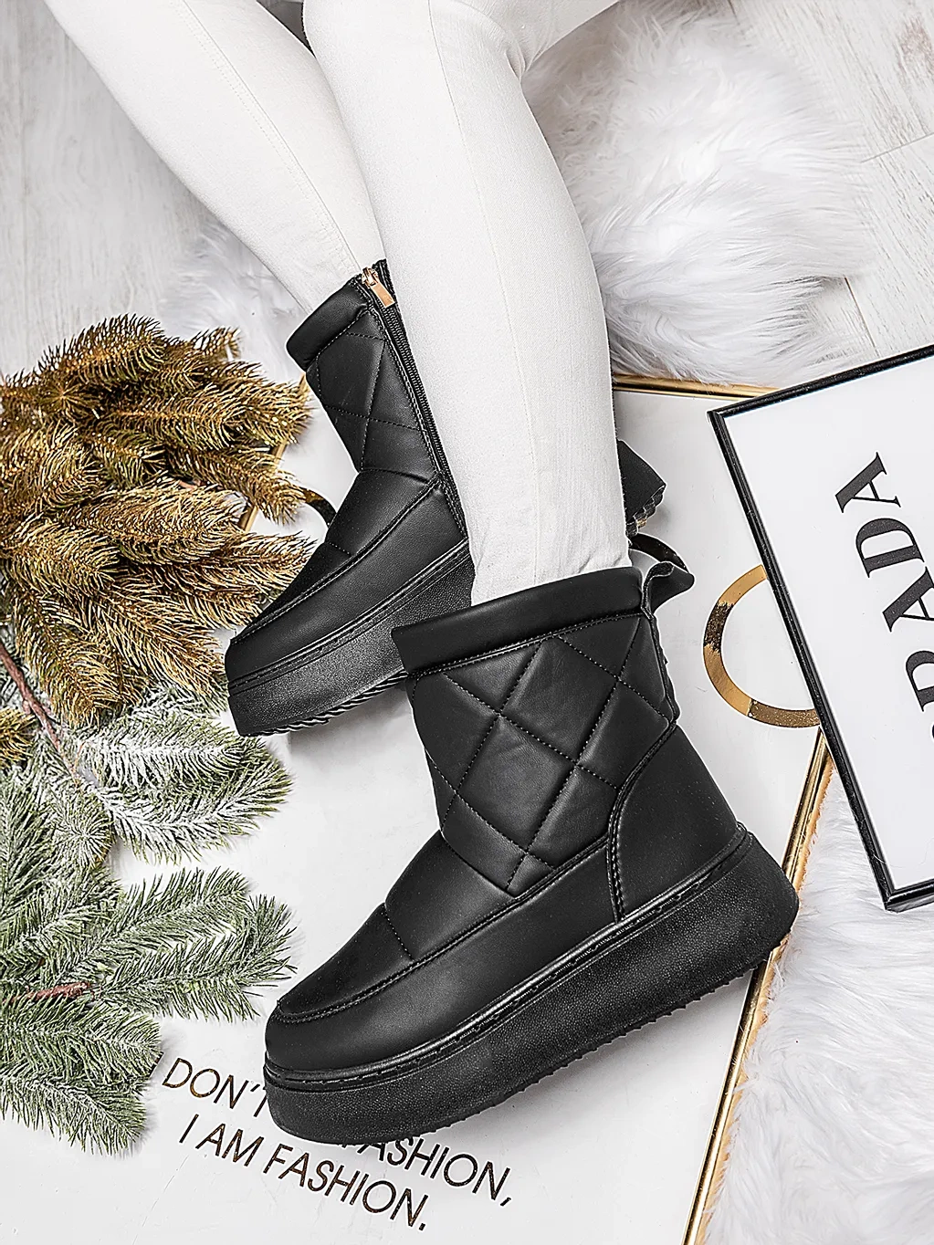 Damskie śniegowce czarne HY859