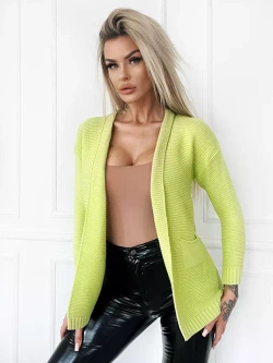 Damski krótki kardigan limonkowy 6851LIM