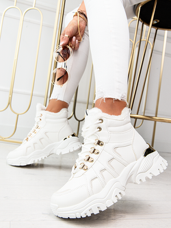 Damskie ocieplane buty sportowe białe HF218-9B