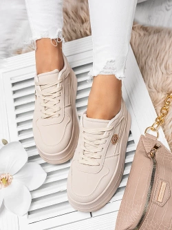 Damskie buty sportowe beżowe na platformie TL262-8