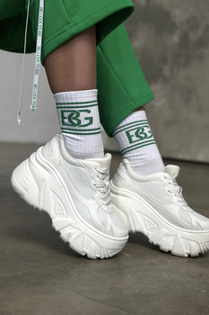 SKARPETY BG EASY | BIAŁY - ZIELONY