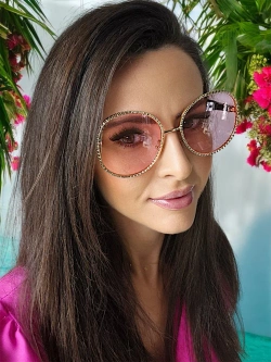 Damskie okulary przeciwsłoneczne różowe OK52R